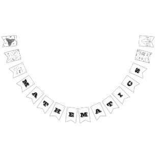 Bannière À Fanions Classe mathématique   Décor minimaliste noir et bl