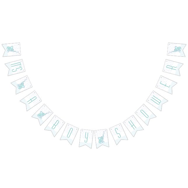 Bannière À Fanions Coeurs d'éléphant C'est un baby shower de garçons (Tout)