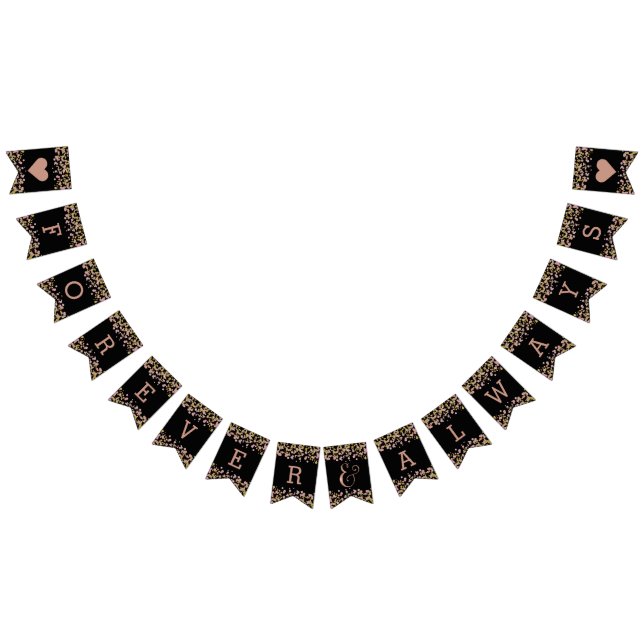 Bannière À Fanions Confetti Sparkle Rose Gold Mariage pour toujours (Tout)