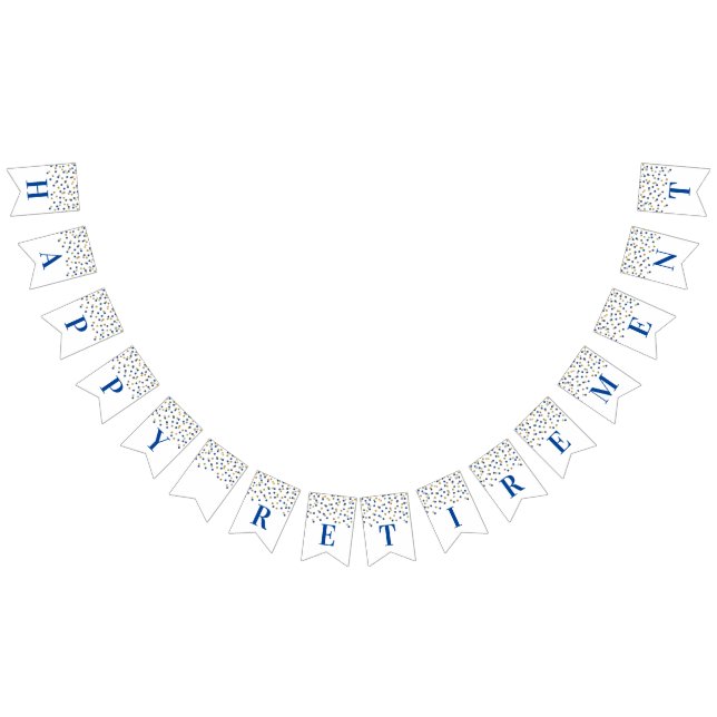 Bannière À Fanions Confettis bleu-foncé de retraite d'or heureux de (Tout)