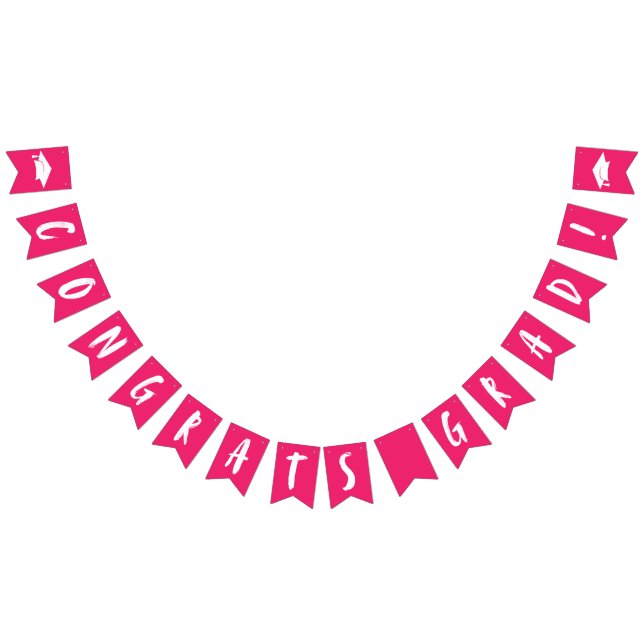 Bannière À Fanions Congrats Modernes Grad Hot Pink Graduation (Tout)