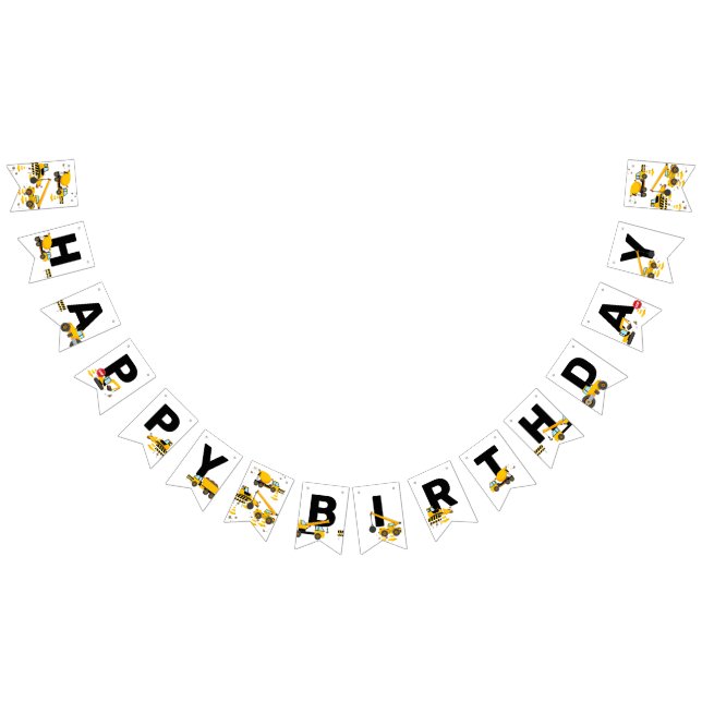 Bannière À Fanions Construction Enfants Bonne fête d'anniversaire (Tout)