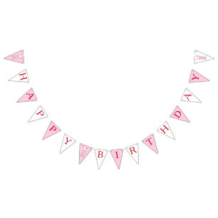 Bannière À Fanions Crème de glace rose fraise Milkshake Joyeux annive