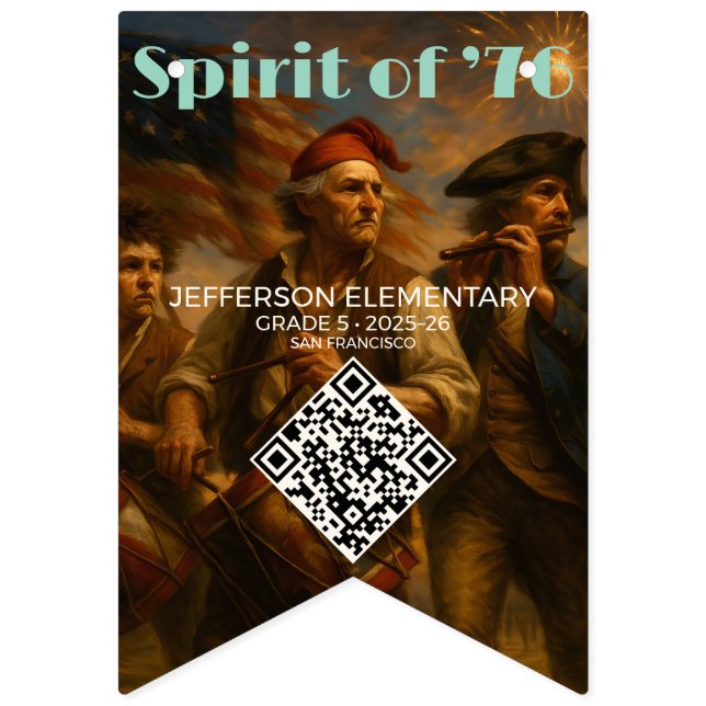 Bannière À Fanions Custom QR School Banner • 1776–2026 Pride Tribute! (Sizième drapeau)