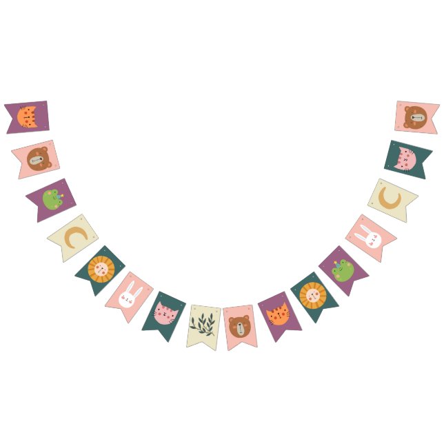 Bannière À Fanions Cute Animals Salle de bébé Nursery (Tout)