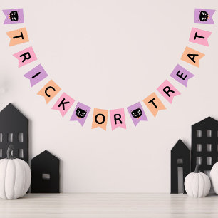 Bannière À Fanions Cute Chat Noir Pastel Halloween Trick ou Treat