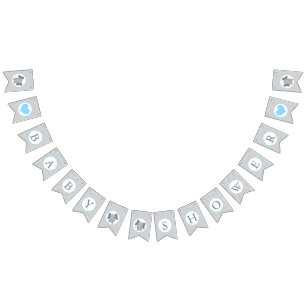 Bannière À Fanions Cute Elephant Chevron Baby shower bleu clair