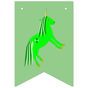 Bannière À Fanions Cute Irish Green et Gold Unicorn