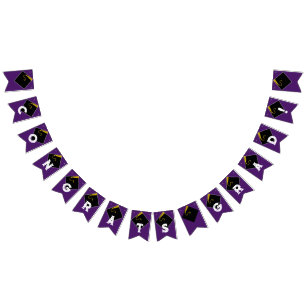 Bannière À Fanions Décoration de fête de remise des diplômes violette