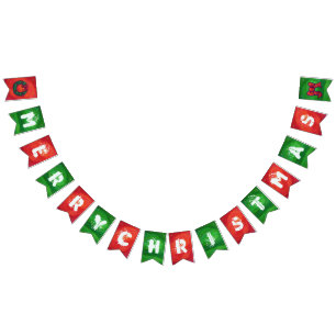 Bannière À Fanions Décoration de Noël rouge et verte