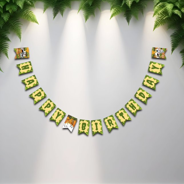 Bannière À Fanions Dessin Safari Jungle Animaux Party Bunting Bannièr (Créateur téléchargé)