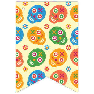 Bannière À Fanions Dia De Los Muertos. Jour des morts. Crânes à sucre