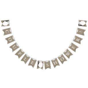 Bannière À Fanions Douche Couple en Burlap et dentelle blanche