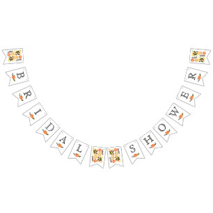 Bannière À Fanions Douche nuptiale orangé fleurs mariages florales