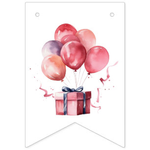 BANNIÈRE À FANIONS DOUCHE SIMPLE MODERNE BÉBÉ FILLE BALLON EN COULEUR