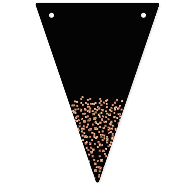 Bannière À Fanions Élégant Rose or Mariage noir (Premier drapeau)