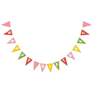 Bannière À Fanions en vichy ferme colorée grange heureux anniversaire