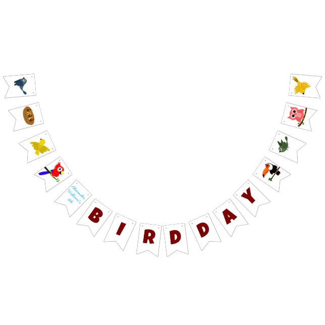 Bannière À Fanions Enfants Anniversaire Chouette Parrot Toucan Bird (Tout)