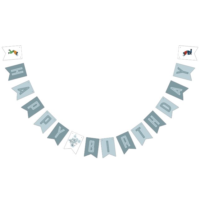 Bannière À Fanions Enfants Moderne Blue Painball Garçons Anniversaire (Tout)