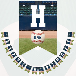 Bannière À Fanions Équipe de base-ball Numéro Sports Joyeux anniversa
