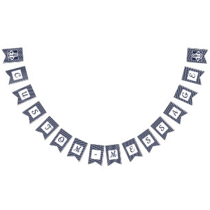 Bannière À Fanions Étamine de très bon goût rayée d'Ancre de marine