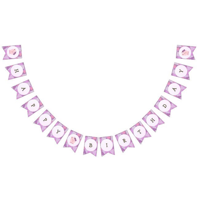 Bannière À Fanions Étamine mignonne de joyeux anniversaire de porc de (Tout)
