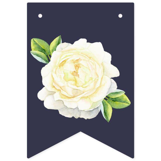 Bannière À Fanions ÉTAMINE rose de noce d'ivoire floral de bleu (Seizième drapeau)