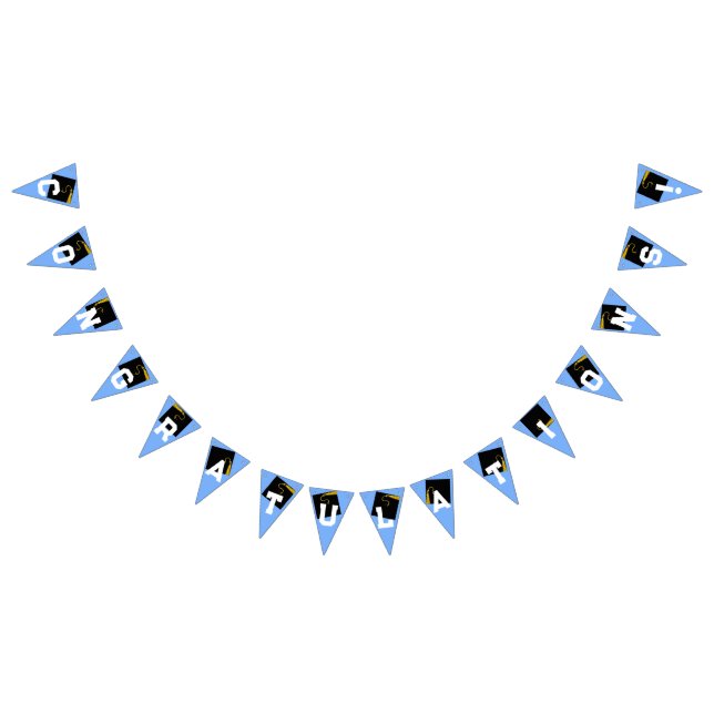 Bannière À Fanions Félicitations à la graduation Bleu clair (Tout)