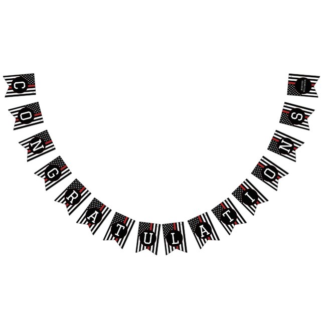 Bannière À Fanions Félicitations au pompier personnalisé Mince ligne  (Tout)