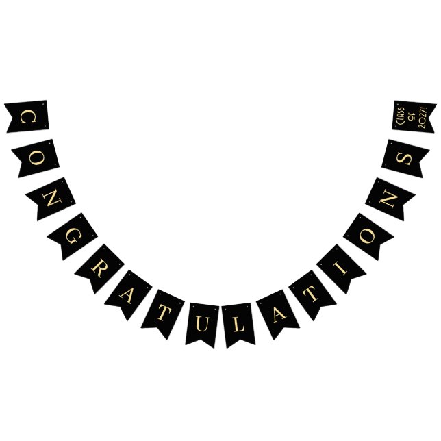 Bannière À Fanions Félicitations Black and Gold (Tout)