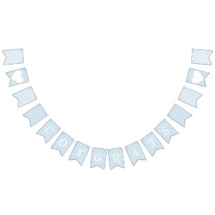 Bannière À Fanions Félicitations Bleu clair et Blanc de Bund Preppy