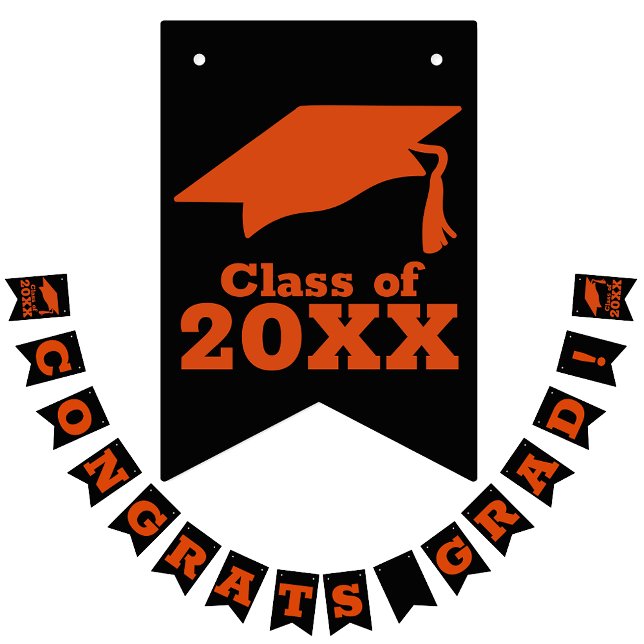 Bannière À Fanions Félicitations Grad Black et Orange (Créateur téléchargé)