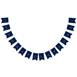 Bannière À Fanions Félicitations Nautiques Bleues et Blancs de la Mar