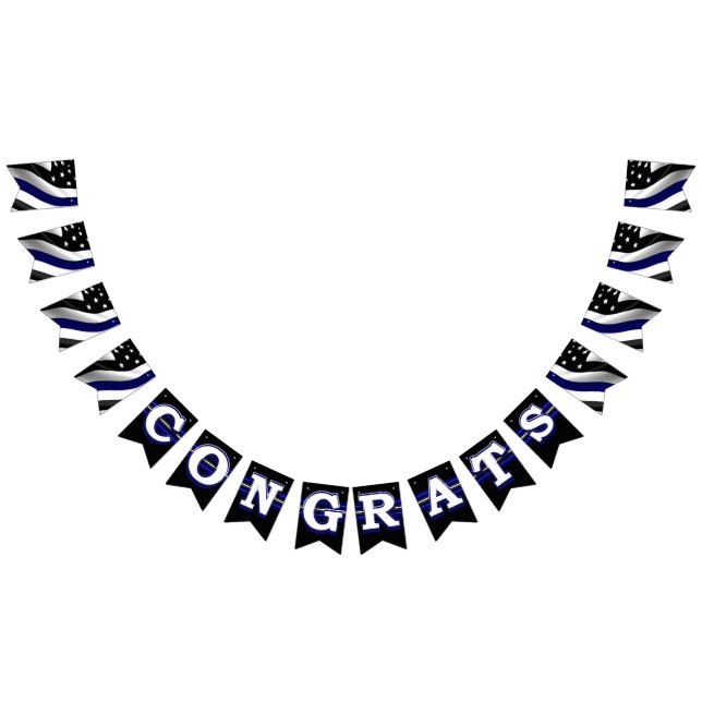 Bannière À Fanions Félicitations pour la Ligne Bleue Mince (Tout)