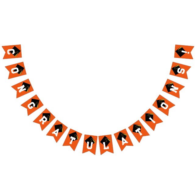 Bannière À Fanions Félicitations pour la remise des diplômes Orange (Tout)