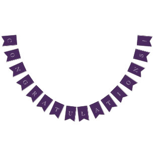 Bannière À Fanions Félicitations pour le violet et le blanc moderne