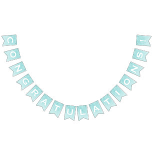 Bannière À Fanions Félicitations ! sur Turquoise Watercolor Wash