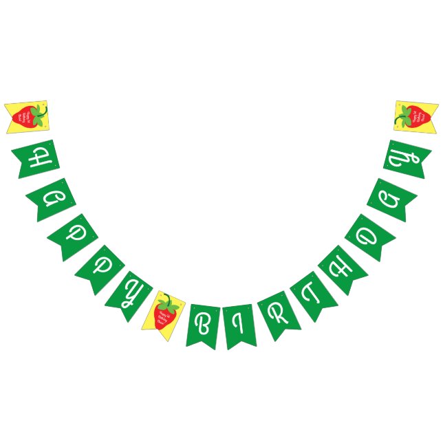 Bannière À Fanions Fête d'anniversaire de fraises (Tout)
