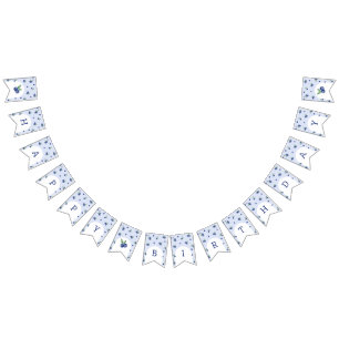 Bannière À Fanions Fête d'anniversaire de la canneberge bleu d'aquare