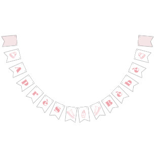 Bannière À Fanions Fête de bébé fille Après Bébé dessinée à la main r