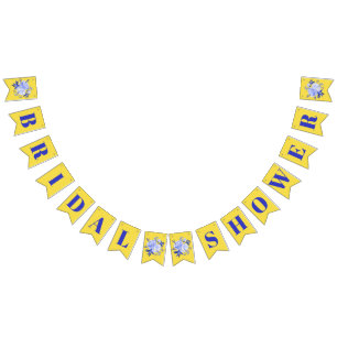 Bannière À Fanions Fête des mariées bleue et jaune