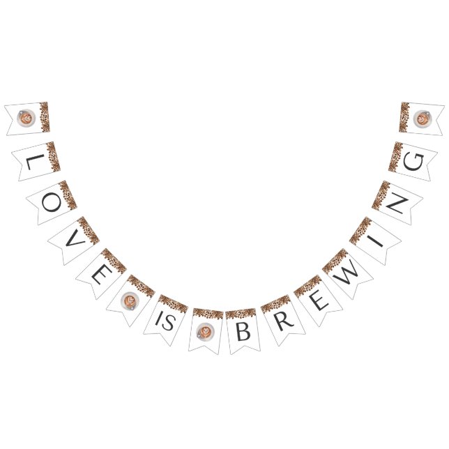 Bannière À Fanions Fête des mariées café - L'amour brasse (Tout)