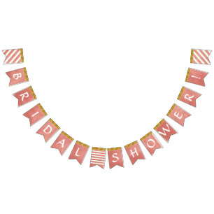 Bannière À Fanions Fête des mariées Décor Coral Faux Gold Parties sci