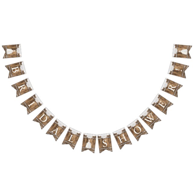 Bannière À Fanions Fête des mariées en bois rustique et dentelle (Tout)
