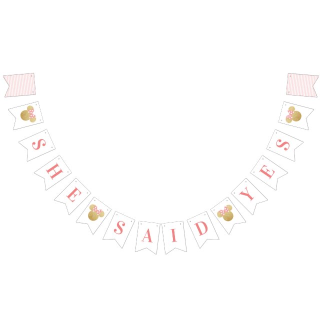 Bannière À Fanions Fête des mariées Minnie Mouse | Elle A Dit Oui (Tout)