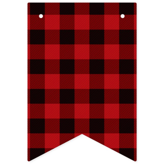 Bannière À Fanions fête d'hiver rustique bûcheron rouge (Premier drapeau)