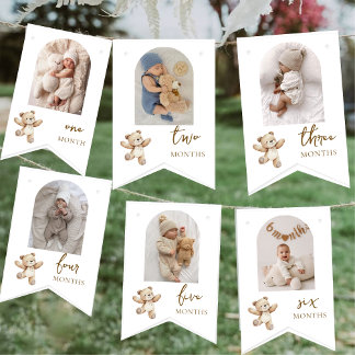 Bannière À Fanions Fête du premier anniversaire de l'ours en peluche