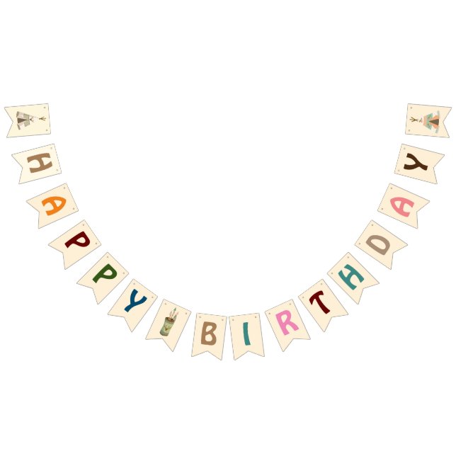 Bannière À Fanions Fête tribale fête d'anniversaire 🥳     Bunting Fl (Tout)