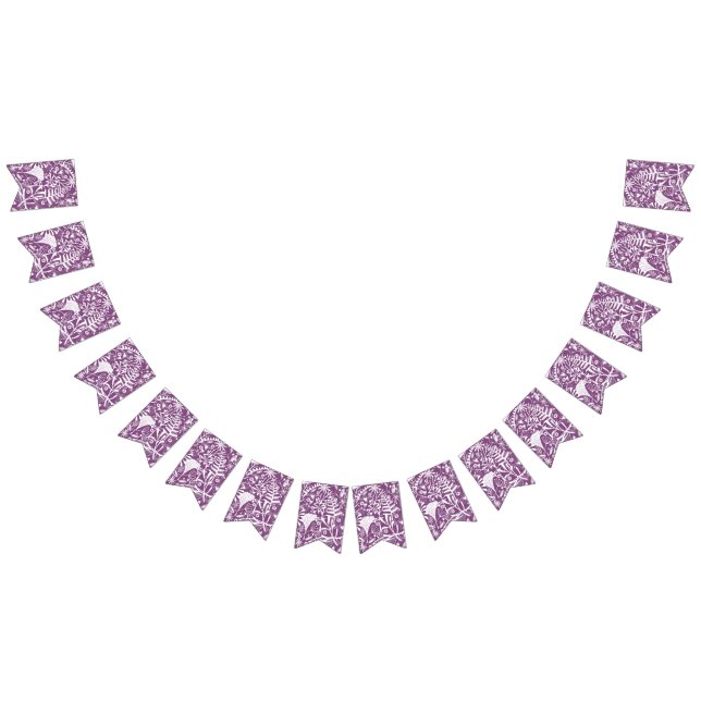 Bannière À Fanions Feuilles botaniques et fleurs pourpres (Tout)