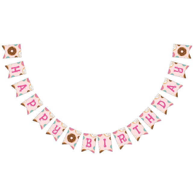 Bannière À Fanions Fille's Birthday Donut Party - Party Flag Bunting (Tout)